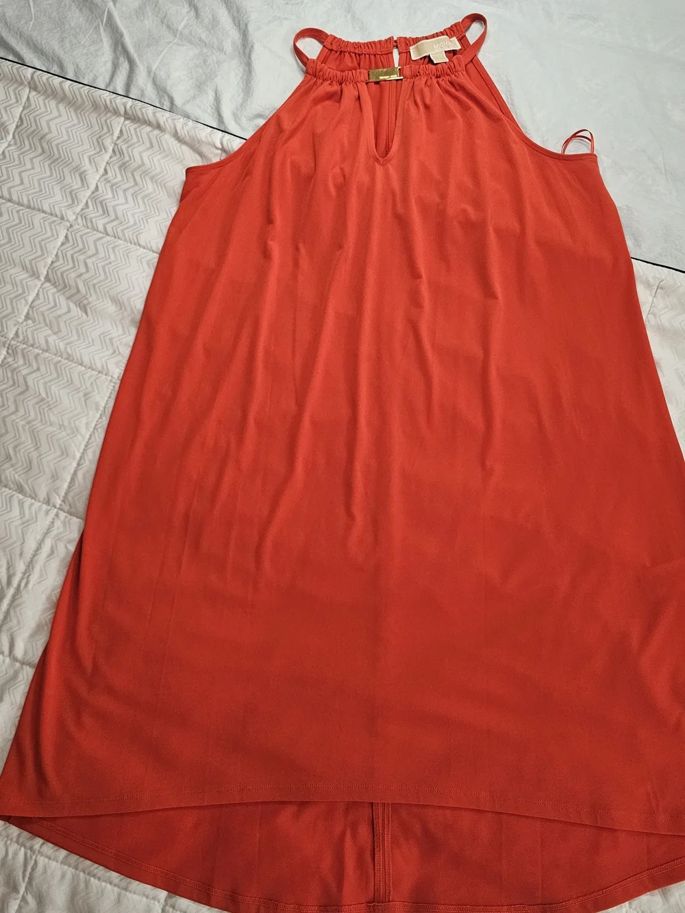 Michael Kors Bright Orange Halter Maxi Dress